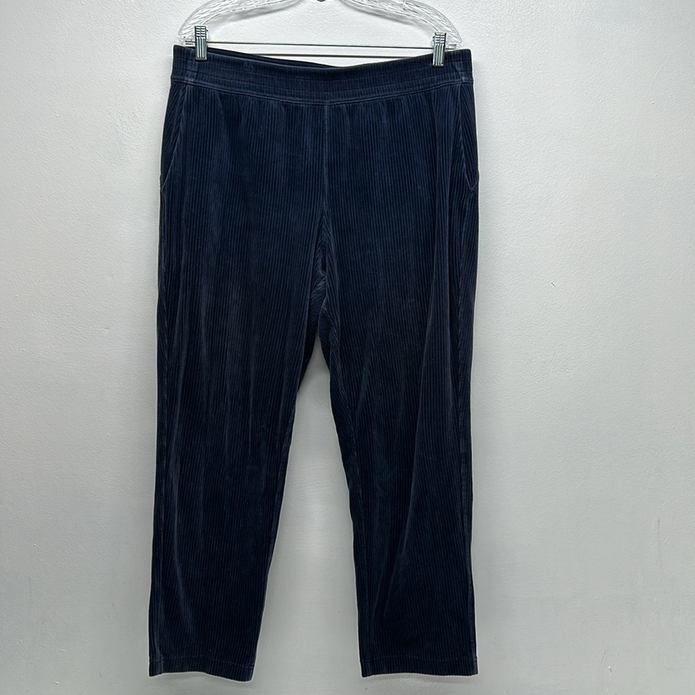 Lululemon Scuba Mid Rise Straight Leg Pant 7/8 Length Velvet Cords Blue Size 12